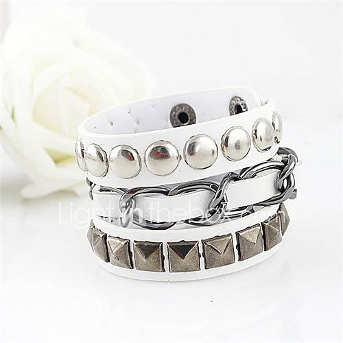 Kayshine Personalized Three Layer Punk Alloy Rivet Leather Bracelet