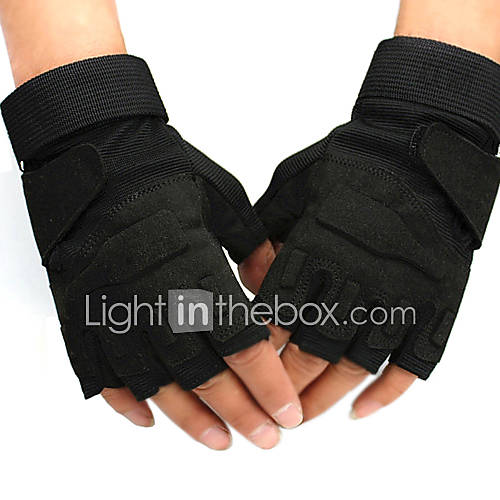 Mens Black Outdoor Climbing Slip proof Half finger Sports Gloves