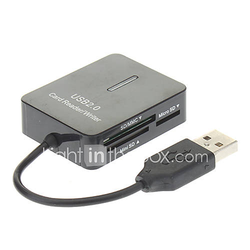 USB 2.0 480Mbps Memory Card Reader for Windows Vista/XP/Me/2000 (Black)