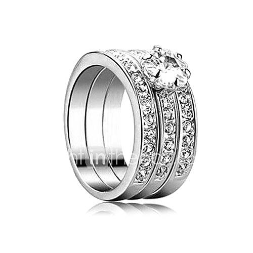 Amazing Alloy Silver Plated With Crystal WomenS Ring