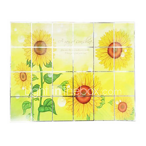 Yellow Sunflower Pattern Oil Proof Sticker, Aluminium Foil 60cm x 90cm