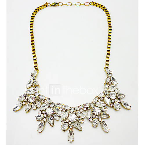 Womens Fashion Gemstone Crystal Petal Necklace