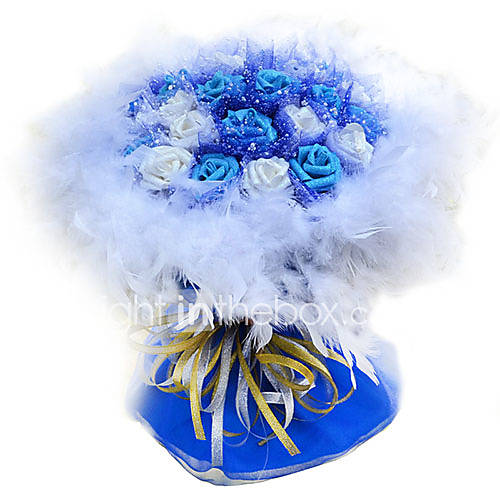 21 Heads Round Shape Chiffon/Feather Wedding/Party Bridal Bouquet