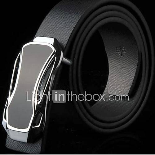 Mens Luxurious Genuine Leather Smooth Buckle Belt Sports Car Belts
