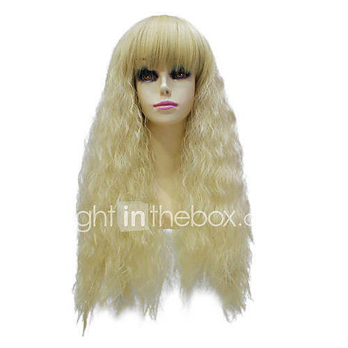 Capless Sexy Synthetic Long Small Curly Blonde Wig For Women
