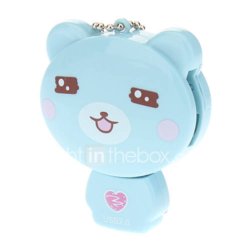 4 in one Cartoon Bear USB 2.0 Memory Card Reader(Blue)