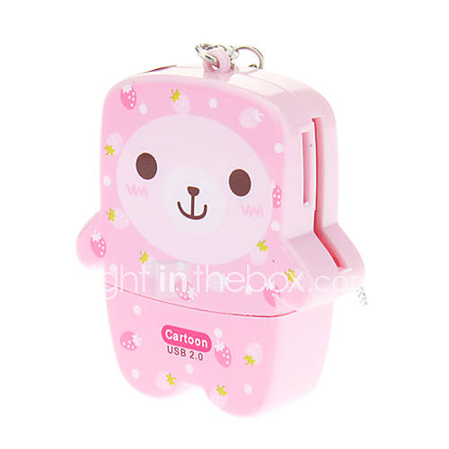 4 in one Cartoon USB 2.0 Memory Card Reader(Pink)