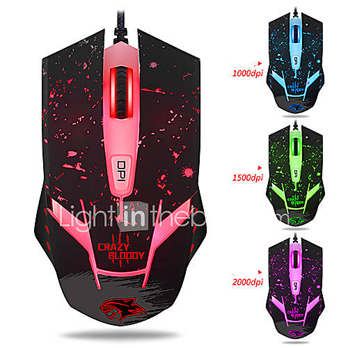 Super Dazzle LED Ergonomic Design Wired USB Mouse