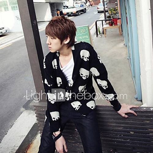 Mens Personality Skeleton Knit Cardigans