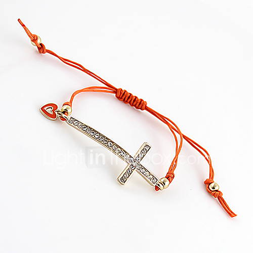 Kayshine Orange Diamond Studded Cross Shape Alloy Bracelet