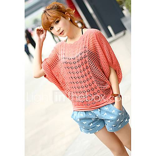 Womens Causal Candy Color Knitting Sweater