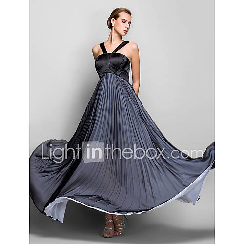 A line Halter Natural Floor length Chiffon Evening Dress(759951)