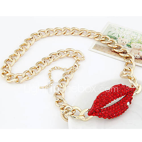 Womens Fashion Gemmy Red Lips Alloy Necklace