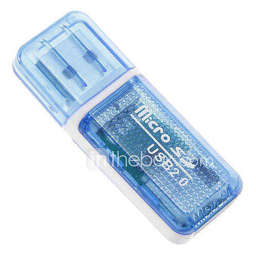 Mini USB 2.0 Memory Card Reader (Blue)