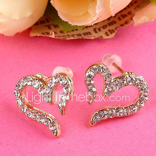 Women Heart Crystal Rhinestone Earrings