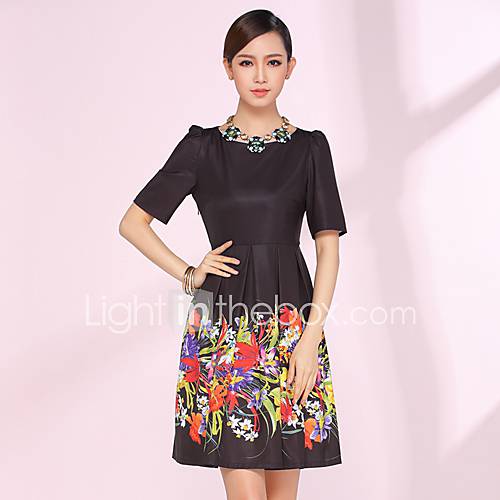 Womens Elegant Slim Pattern Office Lady Dress(Random Pattern)