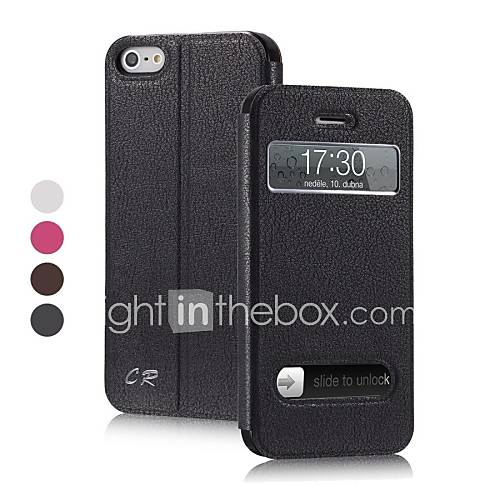Solid Color PU Leather Full Body Case with Stand and Window for iPhone 5/5S (Assorted Colors) Buy One Get One Hard Case