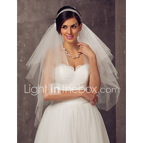 Four tier Elbow Wedding Veil With Rhinestones