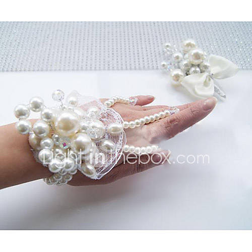 Hand tied Pearl Wedding Bridal Wrist Flower