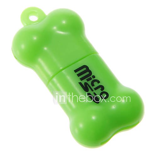 Mini USB Bone Shaped Memory Card Reader (Green)