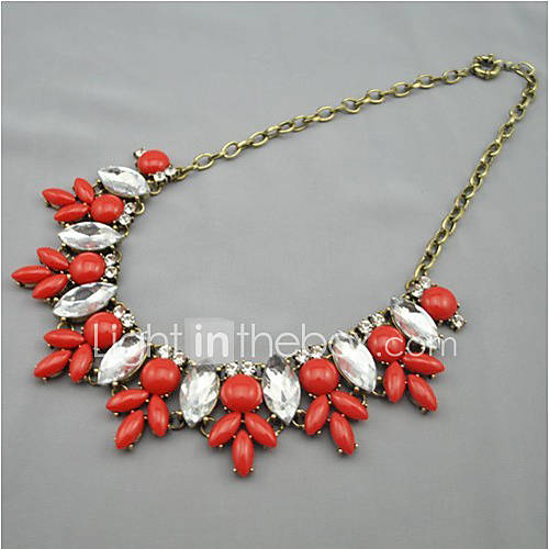 Womens Cute Resin Gemstone Petals Bee Modelling Short Necklace