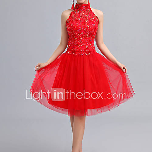 Womens Chinese Style Hollow Out Bride Dress