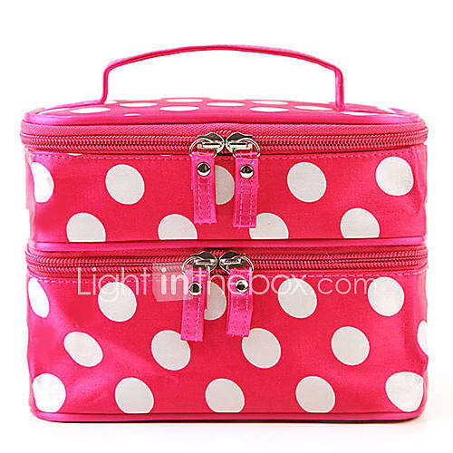 Fashion Women Portable Cosmetic Retro Dot Pattern Beauty Makeup Hand Case Bag