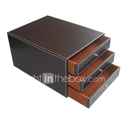 Fashion 3 Layer Solid Leather Storage Cabinet   2 Colors Avaliable