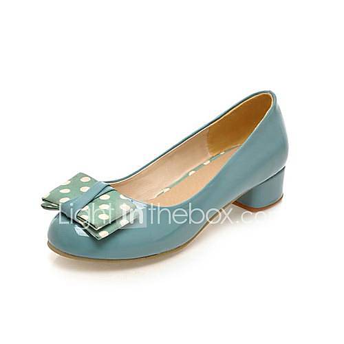 Patent Leather Low Heel Heels with Bowknot Shoes (More Colors)