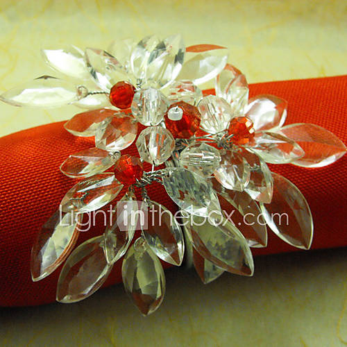 Flower Wedding Napkin Ring Set Of 6, Acrylic Dia 4.5cm