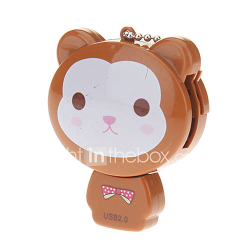 4 in one Cartoon Bear USB 2.0 Memory Card Reader(Brown)