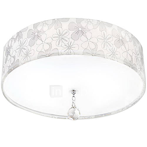 Country Crystal Led Flush Mount With Flower Pattern