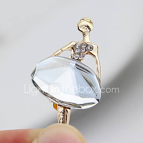 Kayshine Womens White Gemstone Diamond Studded Ballet Dancer Alloy Brooch