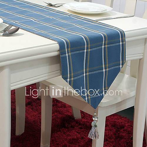 Check Design Linen Table Runner