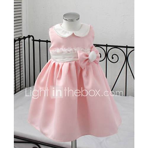 Girls Doll Collar with Bow Waistline Dress