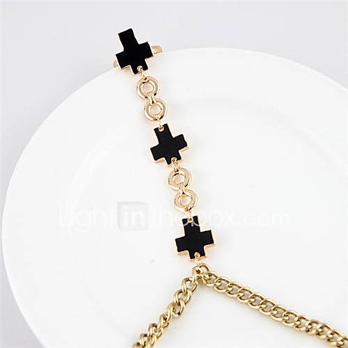 Kayshine Womens Black Vintage Style Cross Pattern Alloy Bracelet