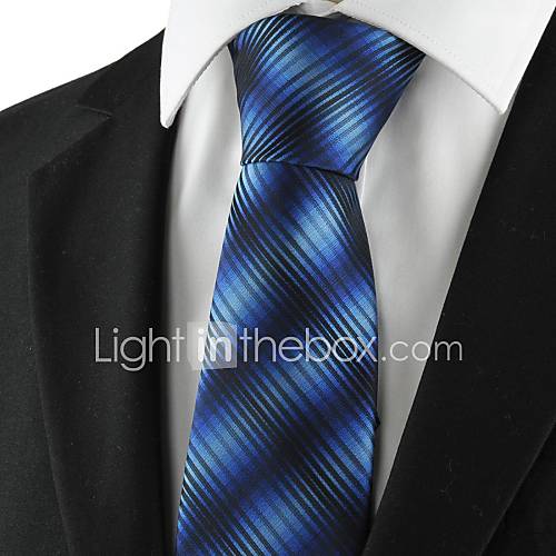 New Striped Gradual Blue Mens Tie Formal Suits Necktie for Wedding Gift
