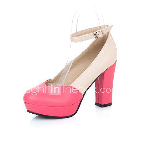 Faux Leather Womens Chunky Heel Pumps Heels Shoes with Split Joint (More Colors)