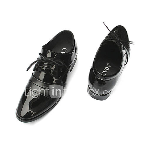 Leather Mens Flat Heel Height Increasing Oxfords Shoes With Lace up