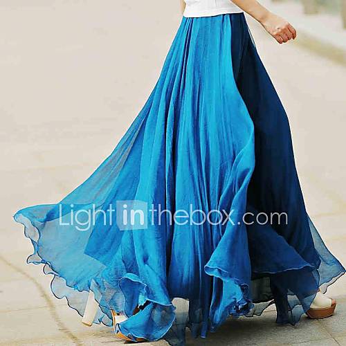 Bohemia Summer Chiffon Flouncing Elegant Fashion High Waist Maxi Skirts for Women