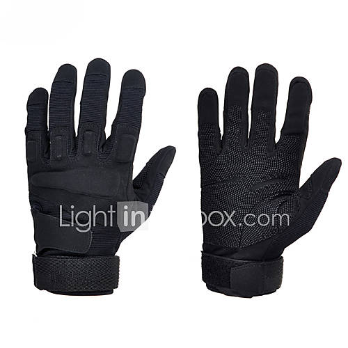 Mens Black Tactical Wearable Full Finger Gloves