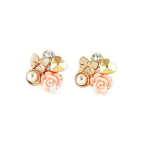 Kayshine Womens Delicate Pearl Flower Pattern Earrings