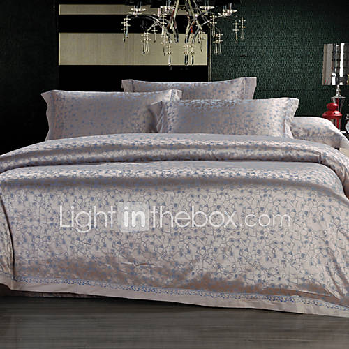 Duvet Cover,4 Piece Modern Style Small Floral Jacquard