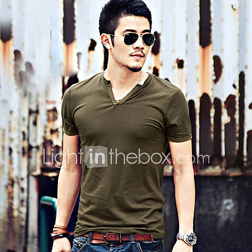 MenS Pure Color Short Sleeve Slim T Shirt