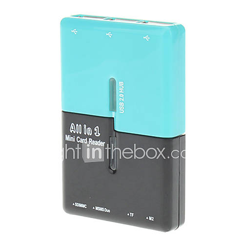 All in one Mini USB 2.0 Memory Card Reader/Combo Adapter (Black and Blue)