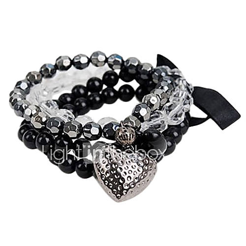 Bohemia Alloy Multilayer Beads Collection Womens Bracelet(Black)