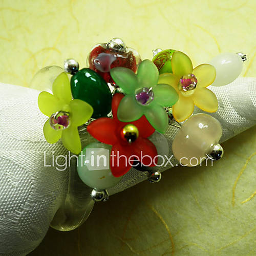 Colorful Wedding Napkin Ring Set of 6, Pearl Beads Dia 4.5cm