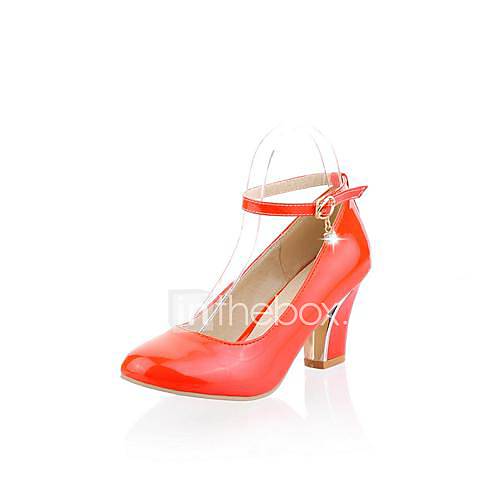 Patent Leather Chunky Heel Pumps Heels Shoes(More Colors)