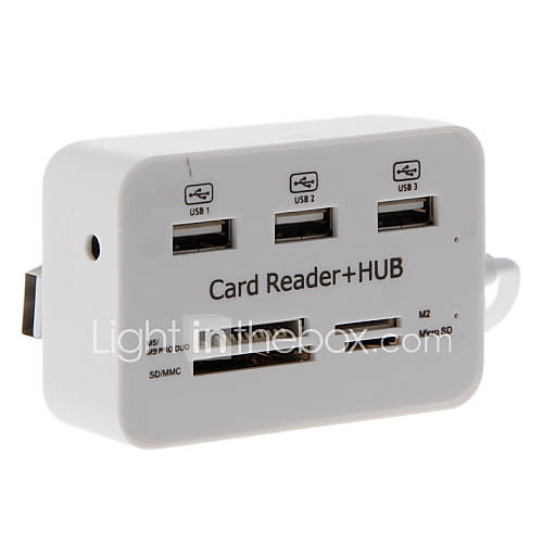 HY 619 Hub 2.0 Memory Card Reader (White)