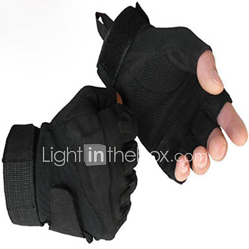 Mens Black Tactical Anti skid Cycling Half Finger Gloves